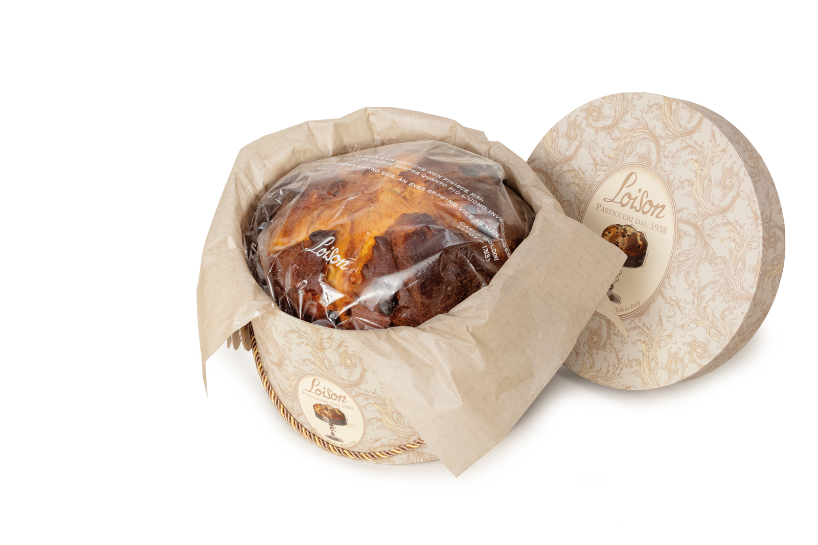 Traditional Artisan Italian Panettone in a hat box Loison