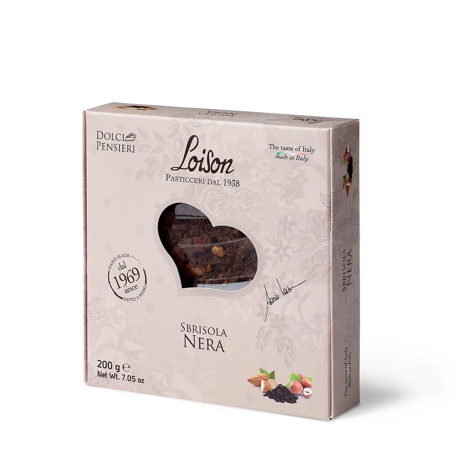 Sbrisola Nera torta con mandorle, nocciole Piemonte IGP e crema al cacao – 200 gr