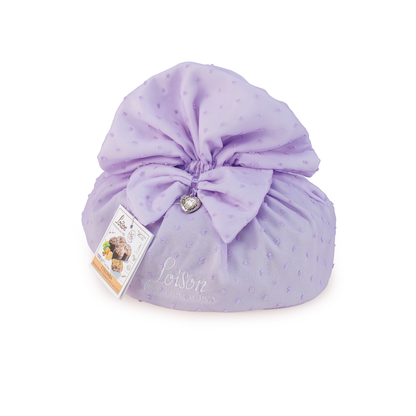 Colomba classica in sacchetto tessuto lilla