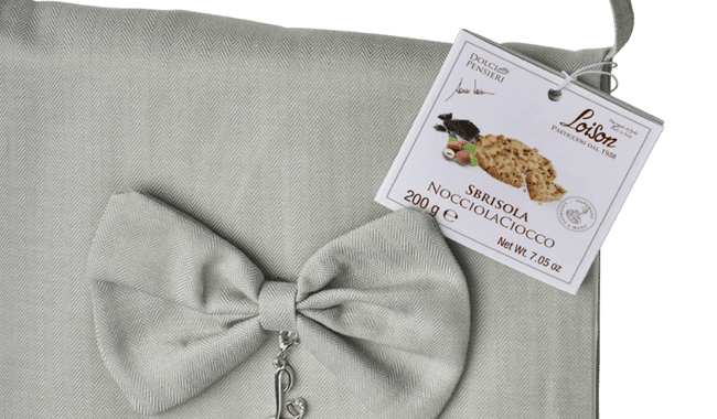 Sbrisola with chocolate and “Piemonte” hazelnuts in Fabric Handbag 200g